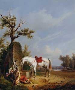 Rytter med hest af Edmond Jean-Baptiste Tschaggeny