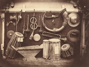 Stilleben af musikinstrumenter, ca. 1863. af Edmond Lebel