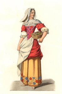 Fransk bonde fra det 17. århundrede, efter et gravering af Jean Saint Jean - Litografi fra en illustration af Edmond Lechevallier-Chevignard (1825-1902), fra "Costumes historiques des 16th"