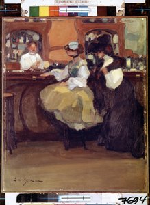 Belle Epoque: ""Tabarin-baren"" Kunder ved skranken i anmeldelseslokalet (Bal) i Pigalle-kvarteret i Paris. Maleri af Edmond Lempereur (1876-1909) 1905 Hermitage Museum, Sankt Petersborg (Saint-Petersburg)