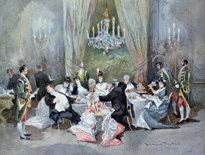 Akt II, scene 10 fra "Le Reveillon" af Henri Meilhac (1830-97) og Ludovic Halevy (1834-1908) opført i Palais-Royal, 1872