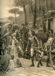 Kong Joseph Bonapartes flyvning fra Vitoria, Spanien, 1813 c1890. af Edmund Blair Leighton