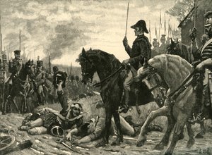 Møde mellem Wellington og Blucher efter slaget ved Waterloo, 1815 c1890. af Edmund Blair Leighton