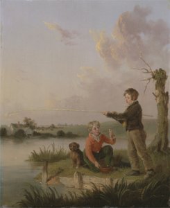 The Young Anglers (olie på panel) af Edmund Bristow