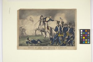 Død af Adj. Genl. George S. Lincoln (håndkoloreret litografi)