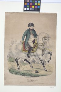 Napoleon - The Hero Of 100 Battles (håndfarvet litografi)