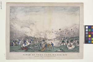 Siege Of Vera Cruz, 25. marts (håndkoloreret litografi)
