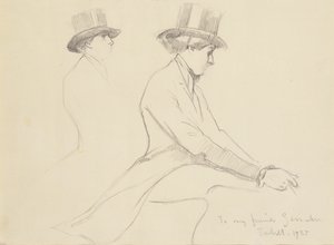 Rytterfigurer (blyant på papir) af Edmund Charles Tarbell