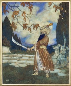 Blåskæg,1910 (akvarel, gouache, pen og sort blæk på papir) af Edmund Dulac