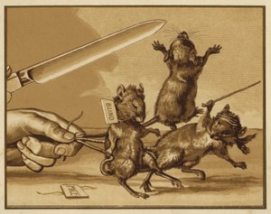 Illustration til tre blinde mus (farve litho) af Edmund G. Caldwell