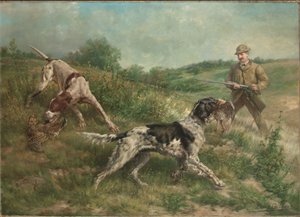Jagt i et højlandslandskab af Edmund Henry Osthaus