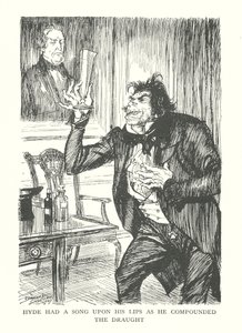 Illustration til R L Stevensons The Strange Case of Dr Jekyll  Mr Hyde (litografi)