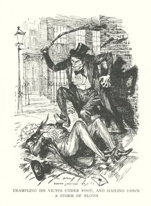 Illustration til R L Stevensons The Strange Case of Dr Jekyll  Mr Hyde (litografi) af Edmund Joseph (after) Sullivan