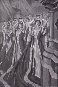 Peeresses tager deres kronet på ved kroningen af dronning Alexandra, konsort af kong Edward VII, Westminster Abbey, London af Edmund Joseph (after) Sullivan