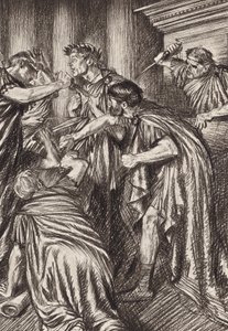 William Shakespeare: Tragedien om Julius Cæsar, 3. akt, 1. scene (litografi) af Edmund Joseph (after) Sullivan