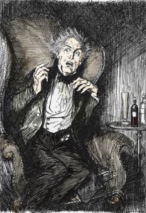 Dr. jekyll i terror under sin samtale med Utterson og Enfield, Illustration af Edmund Joseph Sullivan (1869-1933) til romanen L