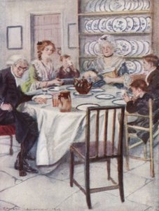 Illustration til The Vicar of Wakefield af Oliver Goldsmith (farve litho) af Edmund Joseph Sullivan