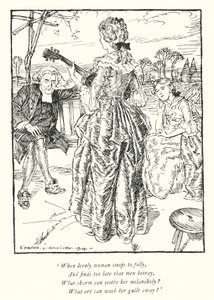 Illustration til The Vicar of Wakefield af Oliver Goldsmith (litho) af Edmund Joseph Sullivan
