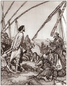 Jesus spørger: Hvem er min næste? (litho) af Edmund Joseph Sullivan