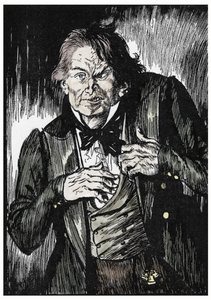 Hr. Hyde bliver efter at have taget modgiften til Dr Jekyll, Illustration af Edmund Joseph Sullivan (1869-1933) til romanen L