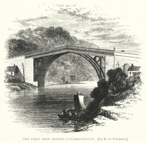 The First Iron Bridge, Coalbrookdale (gravering)
