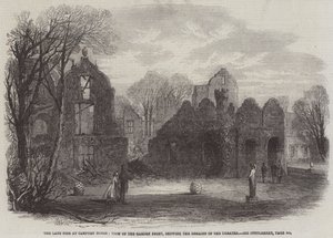 The late Fire at Campden House, View of the Garden Front, der viser resterne af teatret