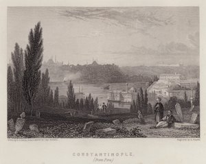Konstantinopel, fra Pera (farve litho) af Edmund Thomas (after) Parris
