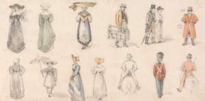 Studier af figurer: Kvinder, handelsfolk mv. af Edmund Thomas Parris