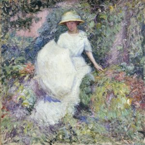 Pige med parasol (olie på lærred) af Edmund William Greacen