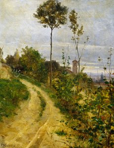 Hill road (olie på lærred) af Edoardo Calandra