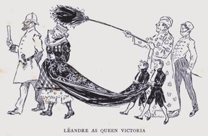Det bohemeagtige Paris: Leandre som dronning Victoria (litografi)
