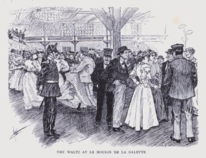 Det bohemeagtige Paris: Valsen på Le Moulin de la Galette (litografi)