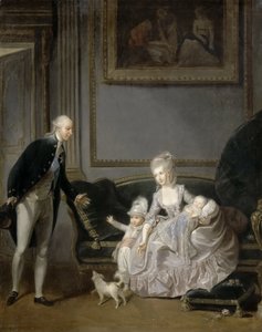 Familien til Louis Philippe Joseph dOrléans 1747-1793 på Palais-Royal, 1776 af Edouard Cibot