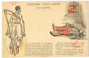 Postkort, satirisk i farver: Dreyfus affære - Henry Oberst Illustration af Couturier (1869-1935) af Edouard Couturier