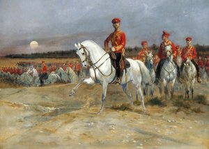 Tsarevich Nicholas gennemgår tropperne af Jean Baptiste Edouard Detaille