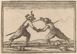 Duel med sværd af Edouard Eckman after Jacques Callot