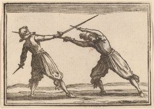 Duel med sværd og dolke af Edouard Eckman after Jacques Callot