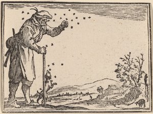 Bonde angrebet af bier af Edouard Eckman after Jacques Callot