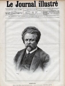 Alfred Grevin (1827-1892) billedhugger, tegneserietegner, tegneserietegner, tegneserietegner og designer af franske teaterkostumer - Indgravering af Navellier efter Nadars foto i "The Illustrous Journal" fra 1892