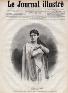 Portræt af Emma Calve (Rosa Noemie Emma Calvet de Roquet, dit) (1858-1942), fransk sopran - Indgravering af Navellier i "The Illustrous Journal" fra 1892