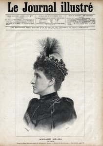 Portræt af Nellie Melba (Helen Porter Mitchell, dit) (1861-1931), australsk sopran - Indgravering af Navellier i "The Illustrous Journal" fra 1891
