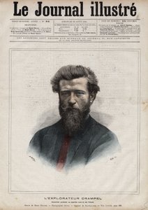 Portræt af Paul Crampel (1864-1891), fransk opdagelsesrejsende i Centralafrika - Indgravering af Navellier i "The Illustrous Diary"" fra 1891