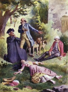 Død, død! sagde Patience, og der er morderen!. Illustration til Mauprat af George Sand
