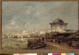Kiosk i Stamboul i Istanbul (Konstantinopel) i Tyrkiet Maleri af Edouard Jacques Dufeu (1840-1900) Obligatorisk omtale: Collection fondation regards de Provence, Marseille af Edouard Jacques Dufeu