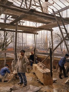 Bygger et drivhus, 1890