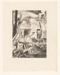 Landskab med palmer og badefigurer af Edouard Léon Louis Edy Legrand (attributed to)