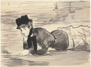 Annabel Lee på stranden. Omkring 1881 af Édouard Manet