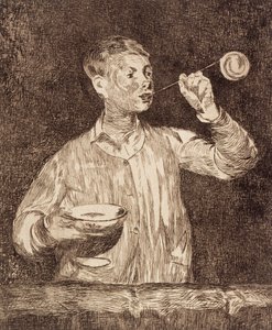 Dreng, der puster sæbebobler af Édouard Manet