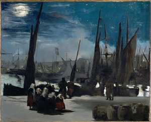 Clair de lune sur le port de Boulogne (olie på lærred) af Edouard Manet