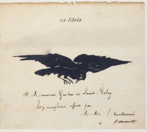Ex-libris litografieret af Edouard Manet for at illustrere: Edgar Allen POE. Kragen. Ravnen. Oversættelse af Stéphane Mallarmé med illustrationer af Edouard Manet af Édouard Manet